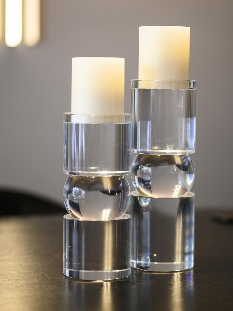 Crystal candle holders.