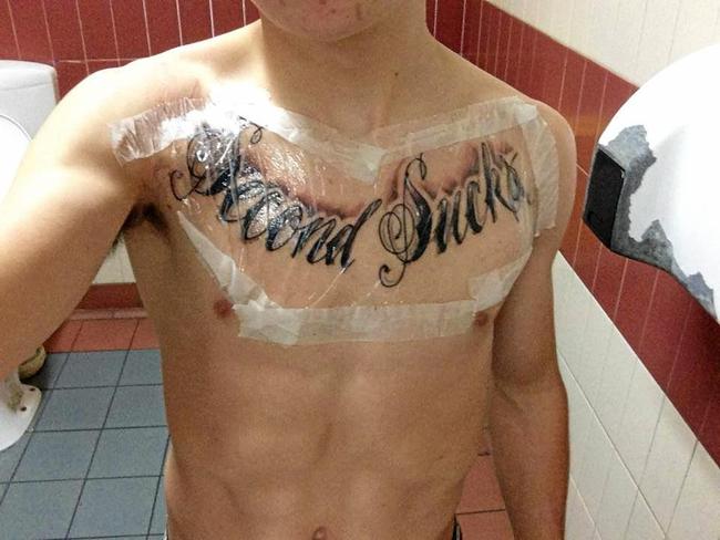 Luke Ronald Tarrant, 24, has racked up hundreds of career wins and has the phrase "second sucks" tattooed across his chest.