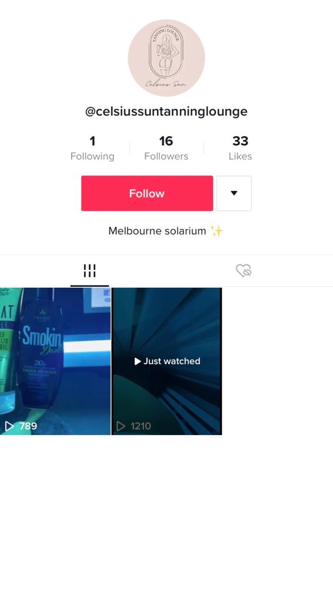 An illegal Melbourne-based solarium advertising on TikTok. Picture: Supplied