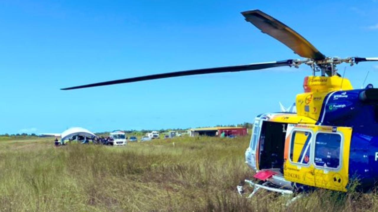 RACQ CQRescue has flown a patient with critical injuries to Mackay Base Hospital after a skydiving incident at Laguna Quays. Photo: RACQ CQ Rescue