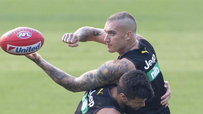 Dustin Martin and Trent Cotchin looked in good nick. Picture: Sarah Matray