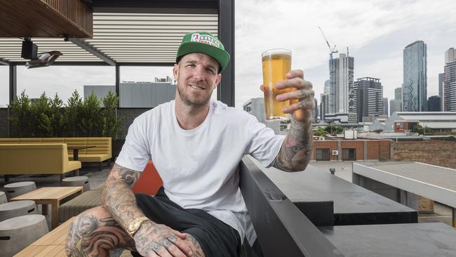 Life after footy is pretty good for Dane Swan, pictured at his newly renovated pub The Albion in South Melbourne. Picture: Jason Edwards