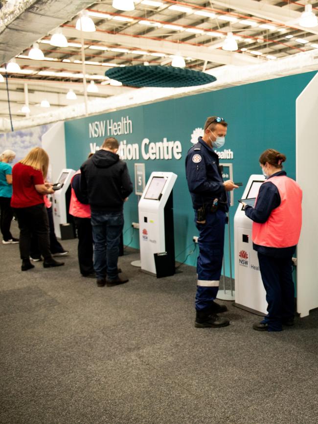 The mass covid-19 vaccination hub in Belmont in operation. Supplied.