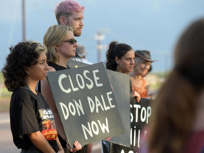 Protesters outside the Don Dale Youth Detention Centre. Picture: (A)manda Parkinson