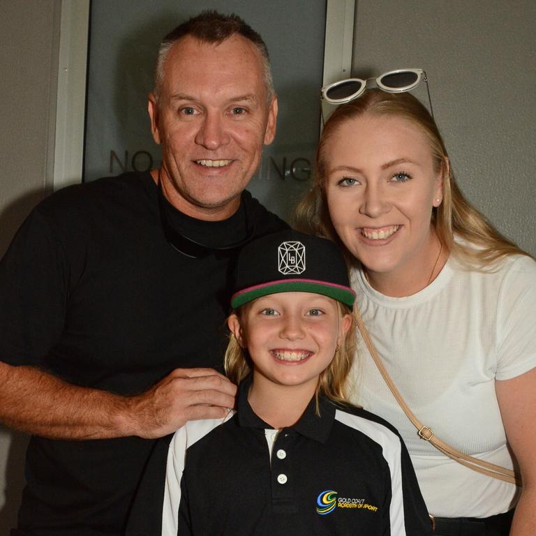 Shane Ferguson, Milly Ferguson and Erin Lockwood at GC Academy of Sport Awards night at Southport Sharks, Parkwood. Pic: Regina King.