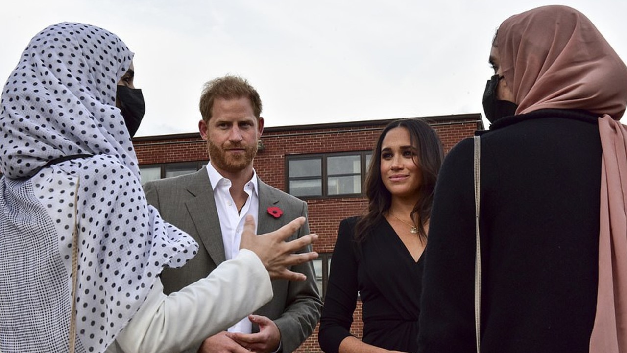 Prince Harry and Meghan pictured visiting the Joint Base McGuire-Dix-Lakehurst in New Jersey. Picture: Sgt Jake Cartier/Task Force Liberty Public Affairs