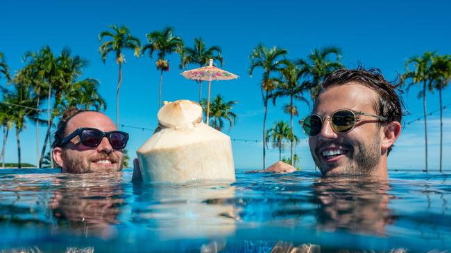 Ben Gumbleton and Michael May from BOO SEEKA will be playing at the Mindil Markets the day after BASSINTHEGRASS. Picture: Che Chorley