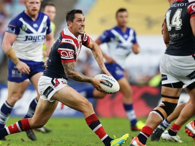 Mitchell Pearce will return at halfback, pushing Jackson Hastings out of the Roosters’ side. Pic Brett Costello