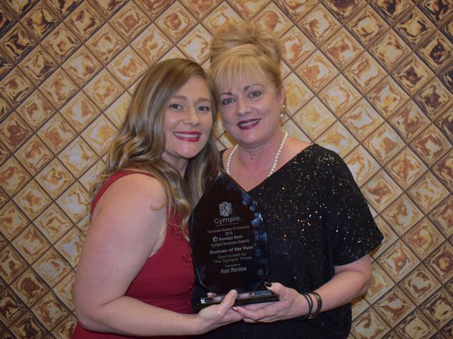Jamie Jack and Carolann Verity, when Hair Review won the 2019 Business of the Year award at the Gympie Business Awards.