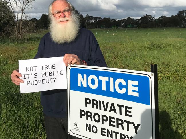 Beautifying a neglected piece of land in Crystal Brook againstthe opposition of bureaucracy David Clarke of Armagh at Crystal Brook, southwest of the railway line,where he has been restoring the natural vegetation to a degraded site buthas now been prohibited from entering the property, battling with theDepartment of Planning, Transport and Infrastructure.Supplied.