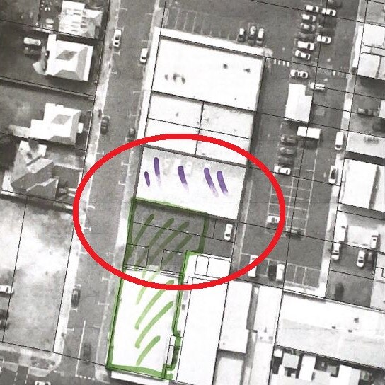 An aerial shot of how close the two businesses are. They share a carpark.