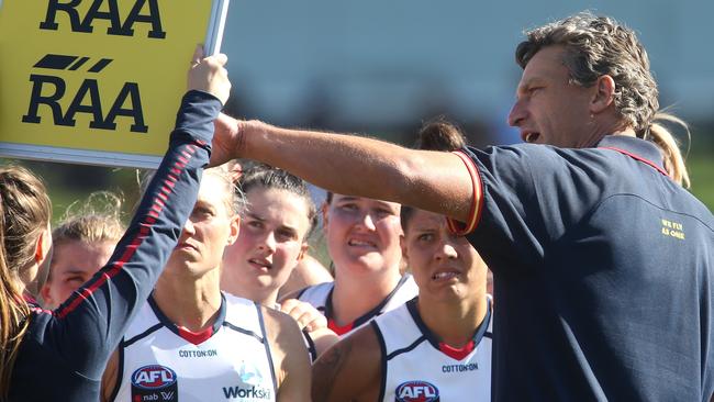 Matthew Clarke coach of the Crows during the Round 2 AFLW match between Carlton and the Adelaide Crows at Ikon Park. Picture: AAP