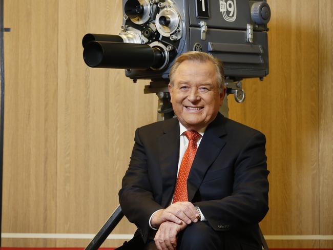 Newsreader Peter Hitchener with a 1950s TV camera. Picture: David Caird