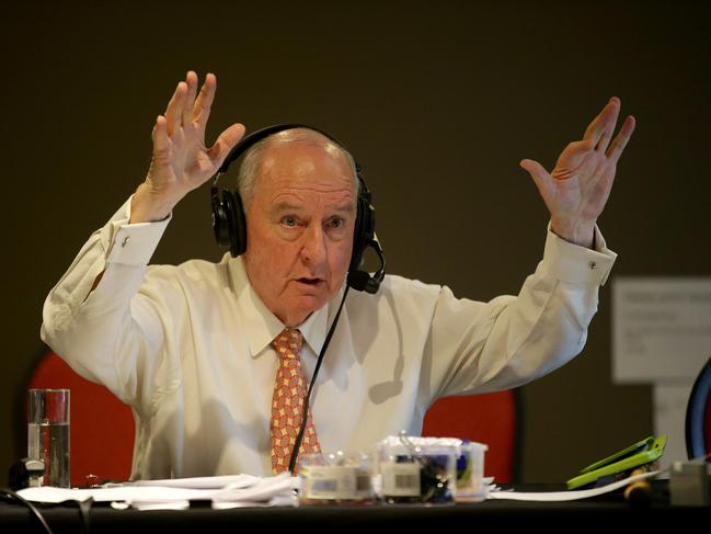 Alan Jones and Ray Hadley broadcasting their show from the Orange Ex-Services Club ahead of this Saturday's by-election. Picture: Jonathan Ng