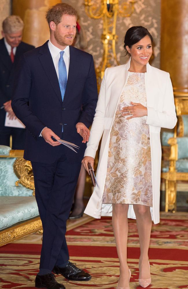 The soon-to-be parents at Buckingham Palace on Tuesday. Picture: Dominic Lipinski/AFP