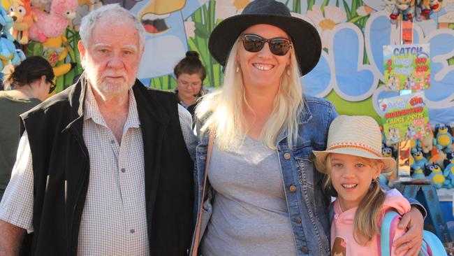 BUNDY SHOW DAY: Ivan, Angela and Savannah Moffat at the Bundaberg Show.