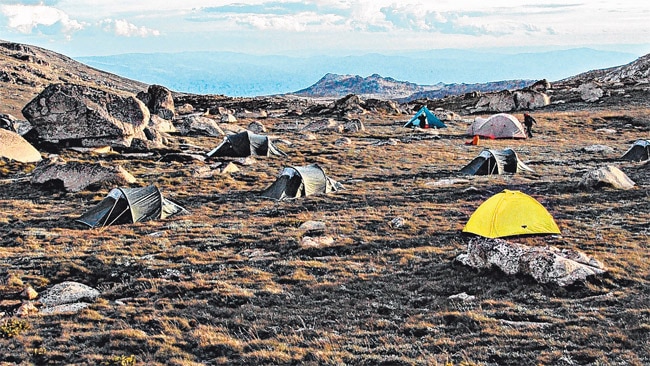 A camp site along granite rocks at picturesque Mount Kosciuszko. Picture: Supplied