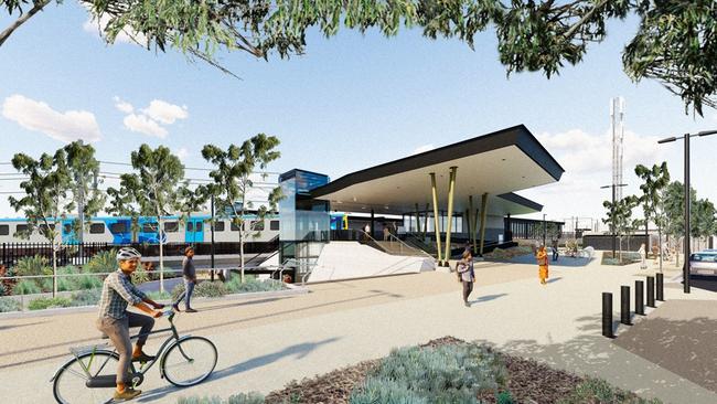 An artist impression of Merinda Park train station. Picture: LXRP