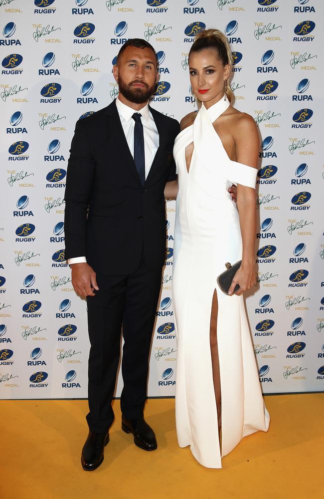 Quade Cooper and partner Laura Dundovic arrive at the 2016 John Eales Medal.