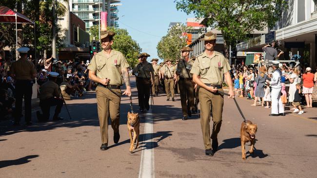 The Anzac Day march through Knuckey Street in Darwin. Picture: Pema Tamang Pakhrin