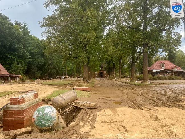 The estate entrance in Biltmore Village, the lodge gate center, the gatehouse shop (left) and group sales office (right). Picture: The Biltimore Company