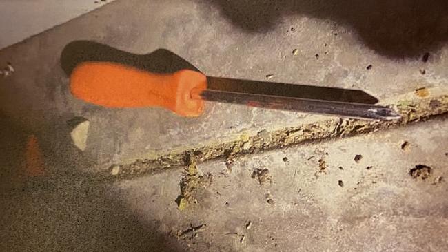 The screwdriver used in the stabbing. Picture: District Court