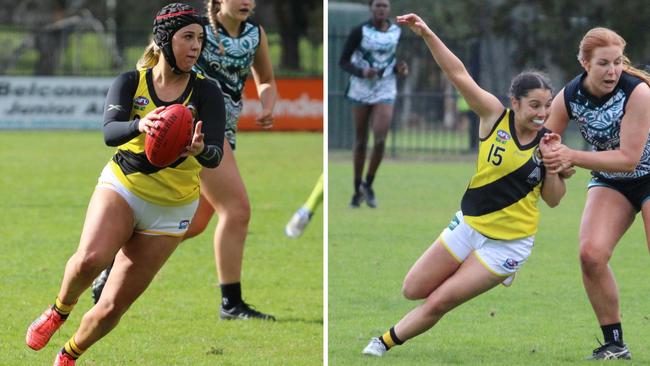 Top Tigers: (L-R) Jayde Hamilton and Jessica Stramandinoli for Queanbeyan Tigers. Picture: Queanbeyan Tigers