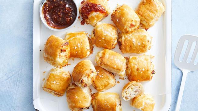 Mini cheese and bacon 'sausage' rolls