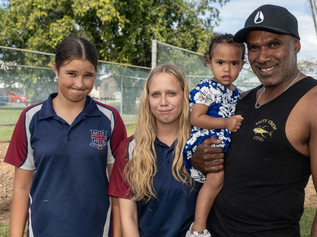 Zarnae Whitehead, Billie Jade Douglas, Towcha Pensio and Morris Pensio at Mackay State High School Friday 21 July 2023 Picture: Michaela Harlow