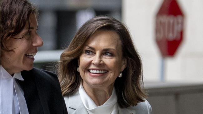 Lisa Wilkinson at the Federal Court in Sydney with a legal representative. Picture: NCA NewsWire / Simon Bullard.