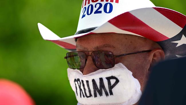 A Trump supporter at a protest in Sacramento against stay-at-home orders. Picture: AFP