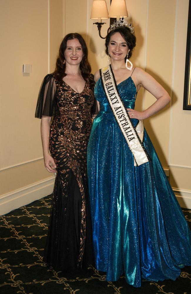 Kaye Russell, Mrs Galaxy Australia Eleni Selleck at the Intercontinental Sanctuary Cove hosts the Miss Australia National Final and crowning of three Miss Australia’s on the Gold Coast. Picture: Glenn Campbell