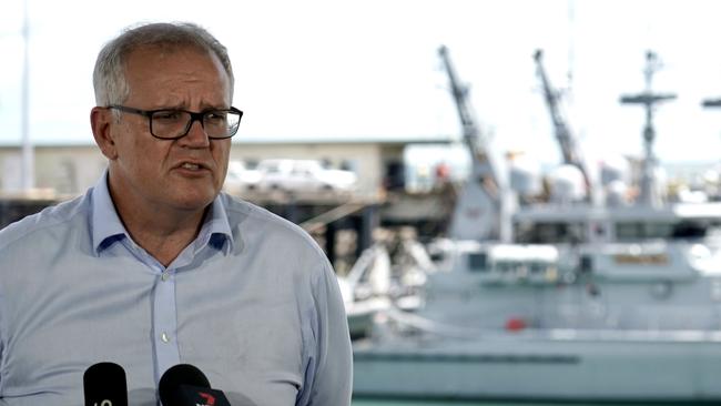 Prime Minister Scott Morrison in Darwin to announce a boost to the Northern Territory’s economy. Picture: Adam Taylor/PMO