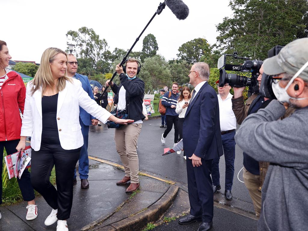 Albanese was not happy being hit in the head with a sound boom mic. Picture: Sam Ruttyn