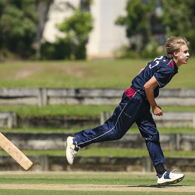 TSS quick, Ellis McCarthy and BSHÃ•Ss Callum McCatthy as the Southport School v Brisbane State High School at The Southport School/Village Green. Picture: Glenn Campbell