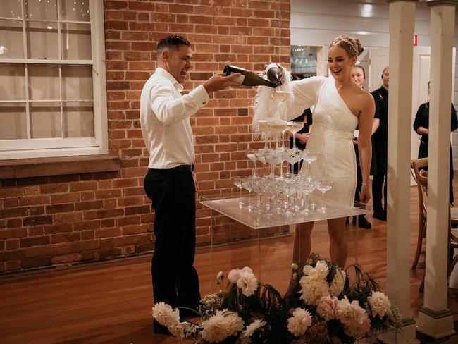 The two have been together for six years and have two children together. Picture: Feather and Finch Photography