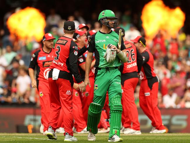 Jackson Bird departs as the Stars’ BBL08 title bid falls apart. Picture: AAP Image/Mark Dadswell