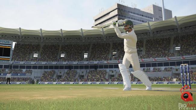 SHOT! Australian batsman Usman Khawaja in the new Ashes Cricket game.