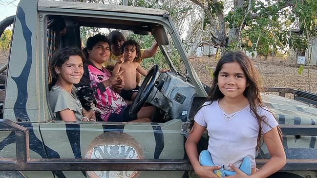 Mustering cattle in the bull catcher was one of Kinny's favourite activities on the property she lived. Kinny is pictured here with her siblings. Picture: Supplied.