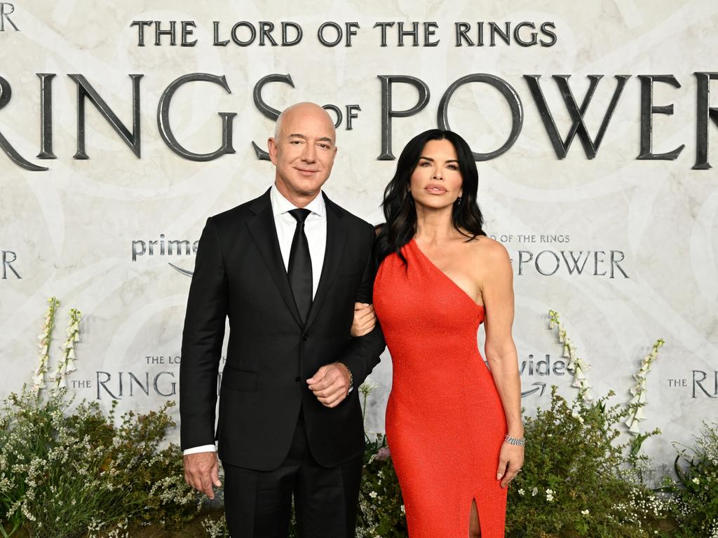 Jeff Bezos and Lauren Sanchez at The Rings of Power world premiere in London. Picture: Jeff Spicer/Jeff Spicer/Getty Images for Prime Video