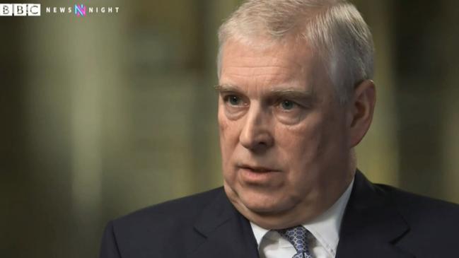 Prince Andrew appeared on BBC’s Newsnight in an attempt to explain his friendship with Jeffrey Epstein. Picture: BBC