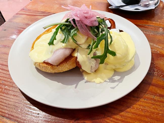 Sunday Brunch - Eggs and bacon Benedict at the Velo Precinct, Victoria Park. Picture: Dianne Mattsson