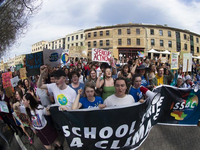 Climate strike rally in Hobart. Picture: RICHARD JUPE