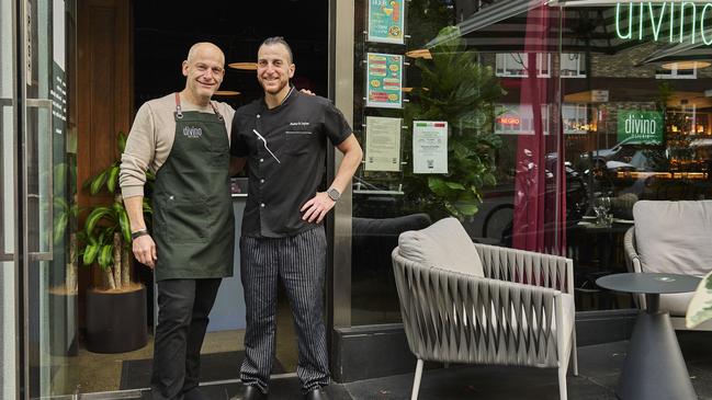 Plumber-turned-restaurateur Anthony Alafaci (left) with head chef Andrea Di Stefano at Divino Osteria. Picture: Supplied.