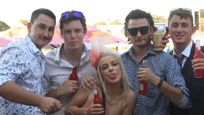 LR: Jamie Stockwell, Malcolm Whalan, Hannah McCord, Lachlan Harris and Joel Ballantyne at the Darwin Cup 2022. Picture: (A)manda Parkinson