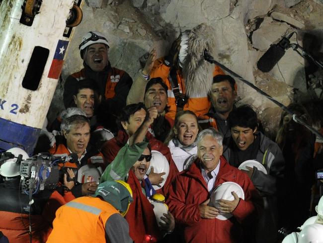 Thirty-three Chilean mean were presumed dead after they became trapped in a mine in 2010. Picture: AFP