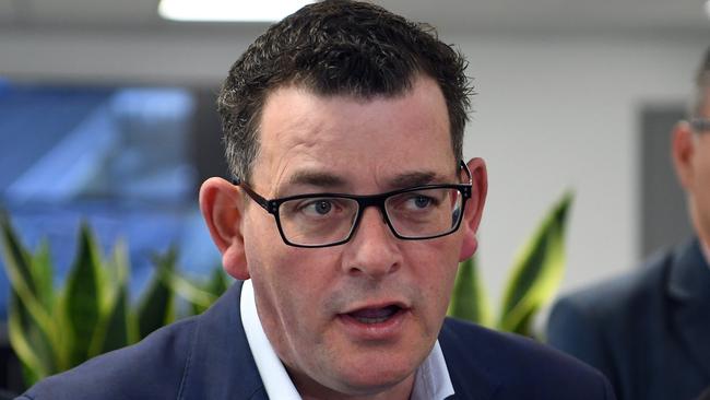 Premier Daniel Andrews dismissed the opposition’s rail announcement. Picture: AAP Image/Julian Smith