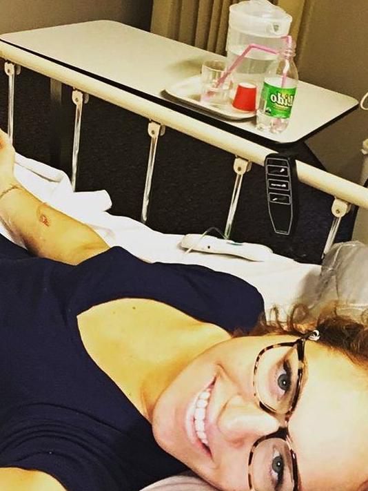 Emily Seebohm in hospital with Endometriosis.