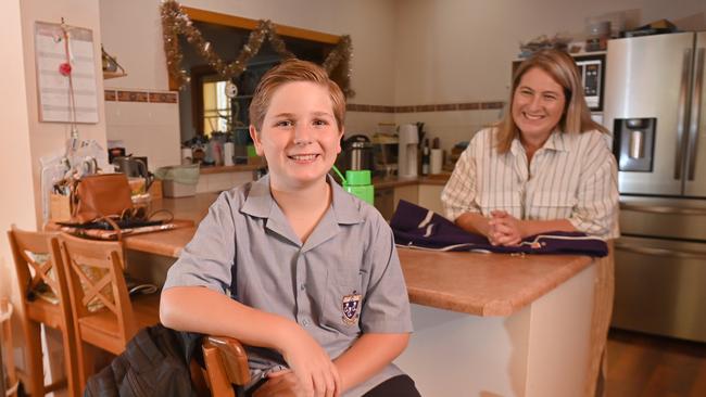 Melissa Jones with 11-year-old son Teague who will soon start high school at Christian Brothers Colleague. Picture: Keryn Stevens