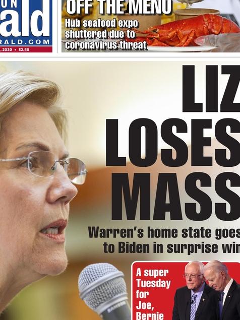 The Boston Herald in Elizabeth Warren’s state of Massachuetts took a different take.